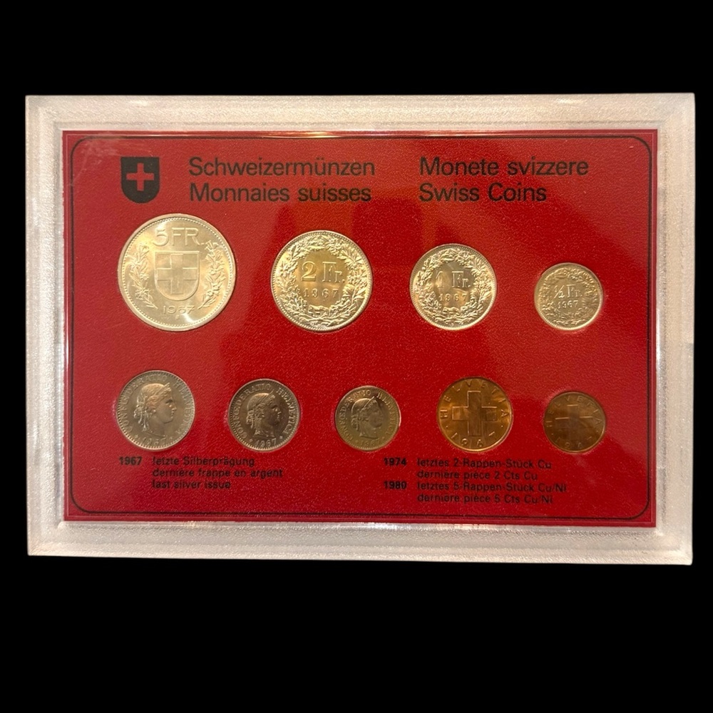 Switzerland 1967 Nine UNC Coin Set